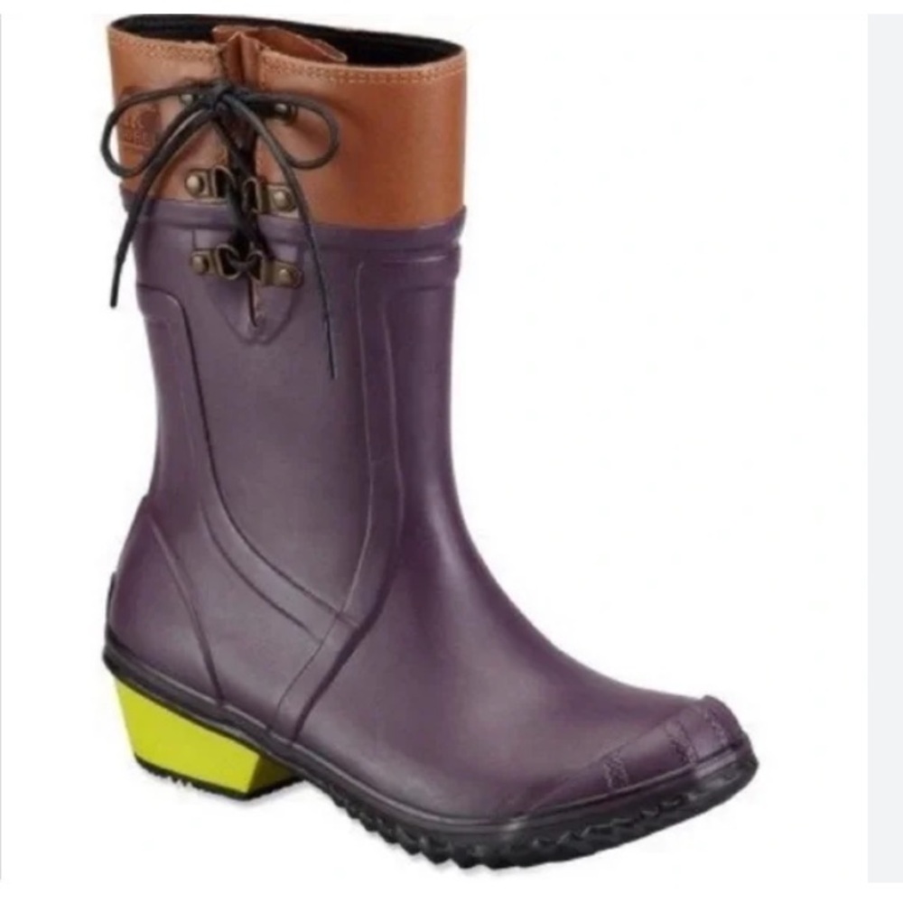 Sorel Conquest Carly Glow Womens 9 Waterproof Rubber Leather Rain Boots